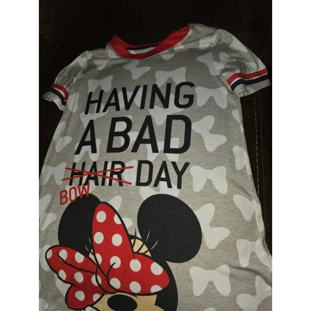 Disney store minnie mouse having a bad bow day pajamas nightgown size 9 10 sleep - Picture 2 of 4
